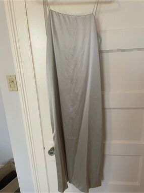 Theory Satin Slip Dress in Light Silver